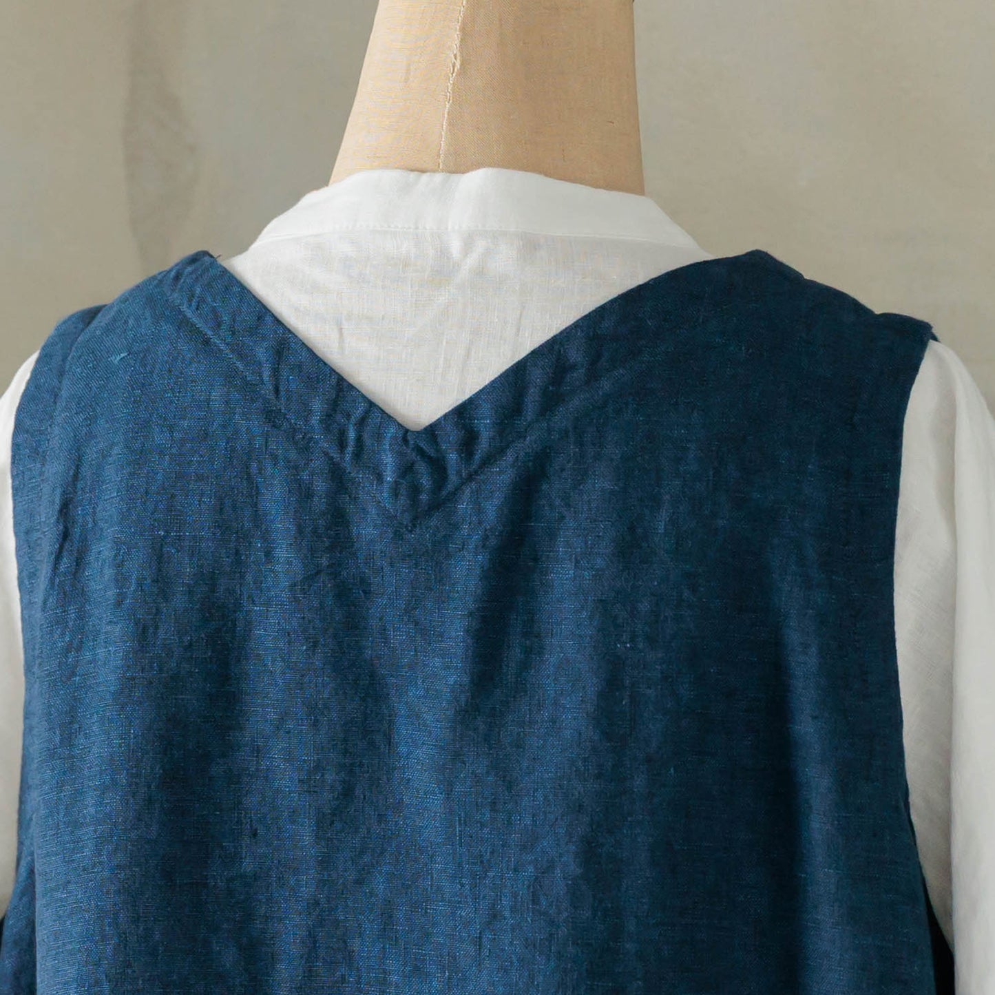 【ドッキング】14番手×9番手 ヨーロピアンリネン重ね着風半袖ワンピース08Mab：CF-526HF1460