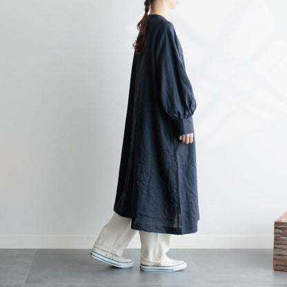【ふんわりボリューム袖】前開きロングシャツワンピース：T0925H29