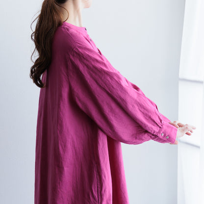 【ふんわりボリューム袖】前開きロングシャツワンピース：T0925H29